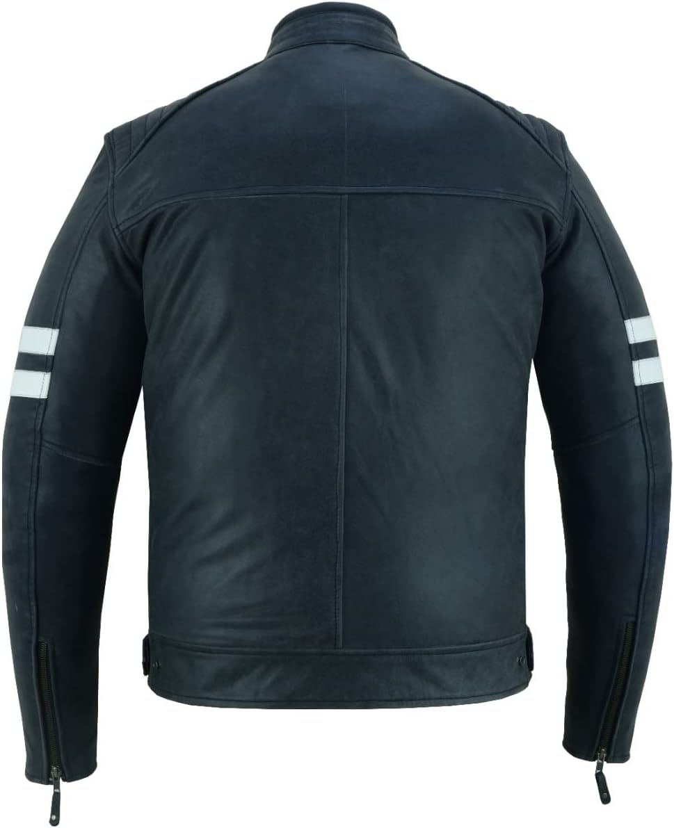 A&H Apparel Mens Top Grain Cowhide Biker Light weight Motorcycle Real Leather Jacket