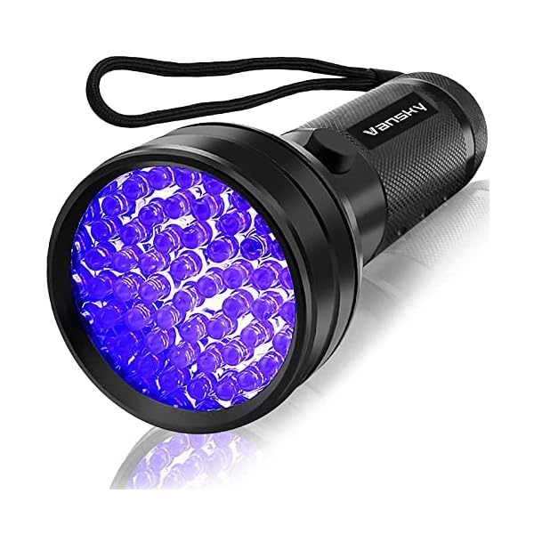 Vansky uv flashlight black light, 51 led blacklight pet urine detector for dog/cat urine, dry stains, bed bug, resin curing, scorpions finder