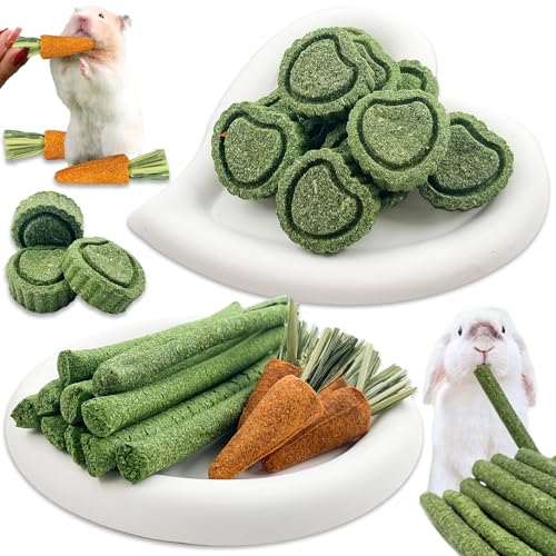 Ourdort 24 peças brinquedos de mastigar para coelhos, paus de feno Timothy brinquedo, melhorar a saúde dental para coelhinho/chinchila/porquinho-da-índia/hamsters/Holland Lop