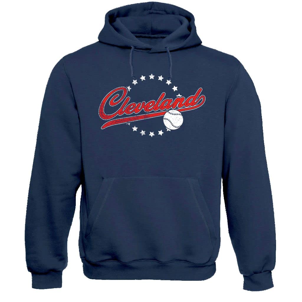 Xtreme Apparrel Team Vintage Style Men's Hoodie Sweatshirt for Baseball Fans, Cleveland - Navy Hoodie, L — image 1
