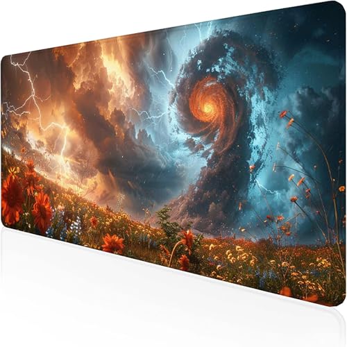 Alfombrilla Gaming Tornado (600 x 300 mm)Alfombrilla Ratón AmarilloImpermeable Base de Goma Antideslizante con Bordes Cosidos Tapete Rato Alta Precisión Escritorio Para Oficina, Regalo Hombres G-N