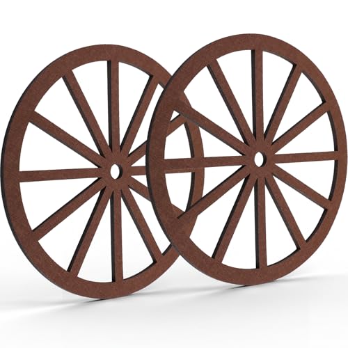 Boao 2 Pcs Wagon Wheel Decorations Felt Wagon Wheel Cutouts Western Cowboy Party Decorations Vintage Rustic Wall Hanging Cartwheel for Bar Patio Garage Farmhouse (16 x 16 x 0.3 Inches)
