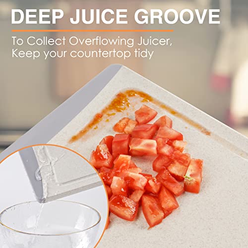 Extra Large Cutting Boards, Plastic Cutting Boards For Kitchen (Set Of 3) Cutting Board Set Dishwasher Chopping Board With Juice Grooves Easy-Grip Handles, Beige, Empune #TOP4