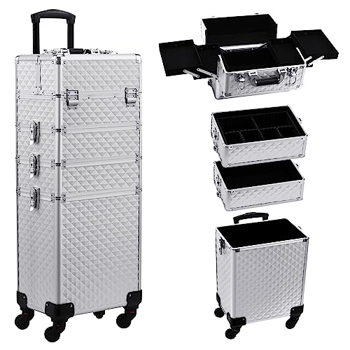 Stagiant Rolling Makeup Train Case Large Storage Cosmetic Trolley 4 in