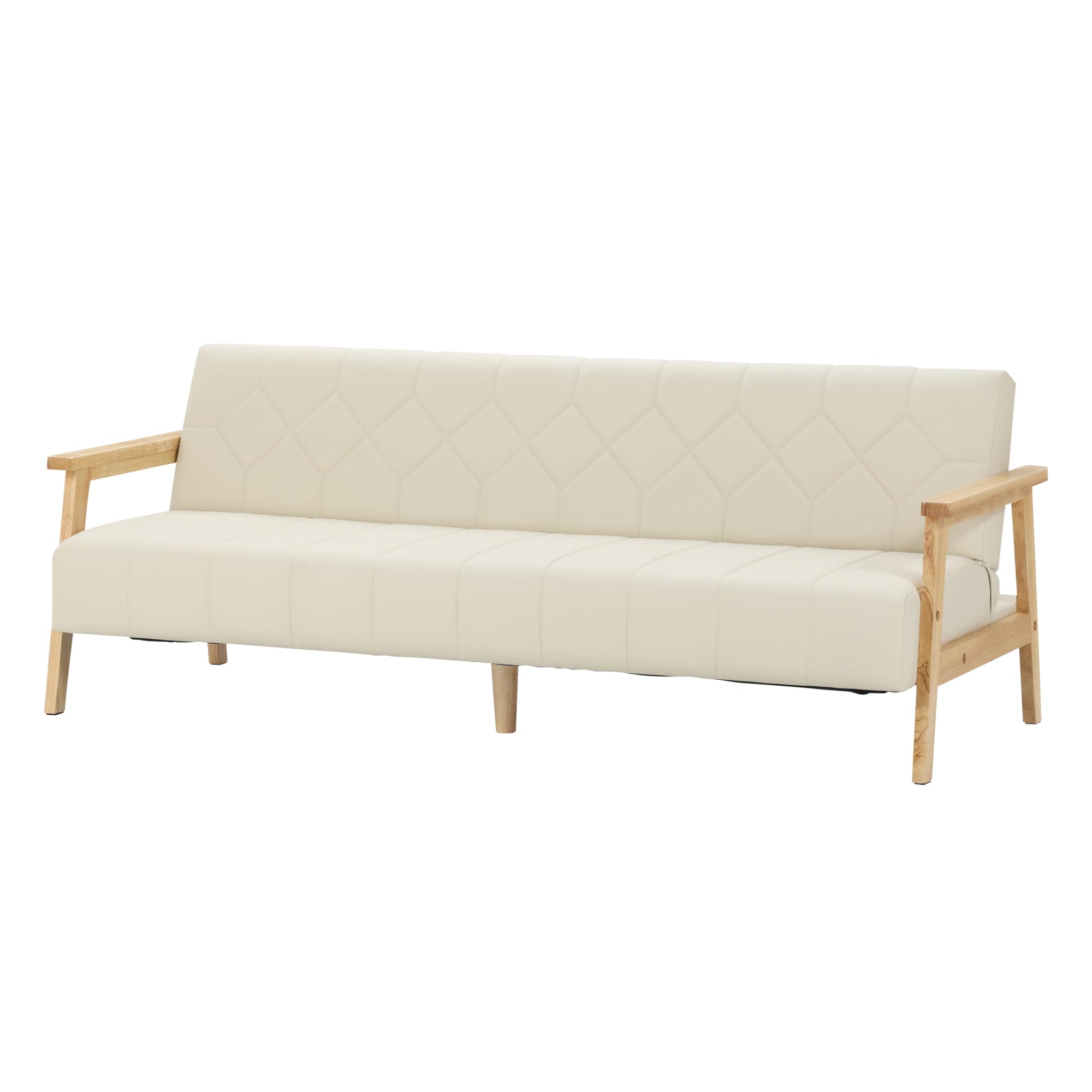 Amazon｜関家具(Sekikagu) ソファベッド 合皮ベージュ ベルグ 木肘