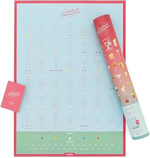 Luckies of London Cocktail Connoisseur Scratch Off Poster | Unique Scratch Map Wall Decor for Home, Kitchen, Office & Bar | 42 of The World's Most Popular Cocktails Bucket List