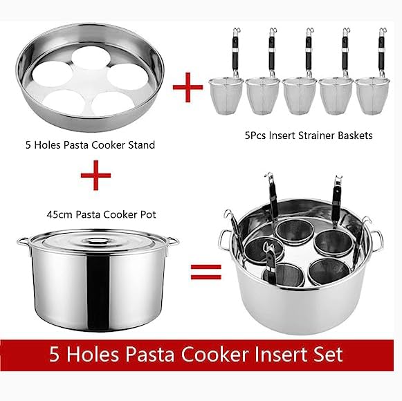 SAeWare Olla de pasta de acero inoxidable con colador rt – olla versátil para el hogar y el restaurante – ideal para hervir pasta, veterinarios, sopas y cocinar al vapor – no se oxida, fácil de