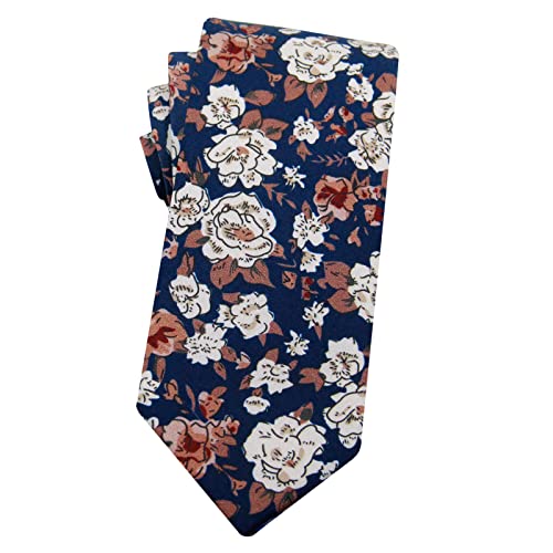 Image of Mantieqingway Men's Cotton Floral Neck Tie 2.56'' Printed Skinny Tie