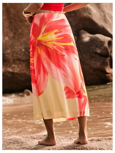 Women's Floral Skirt Summer Vacation Drop Waist Boho Long Skirts2