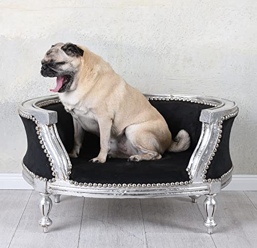 Hundebett Barock Katzenbett Hundesofa Schwarz Silber Hund Katze Bett Liege cat700e02 PalazzoExklusiv