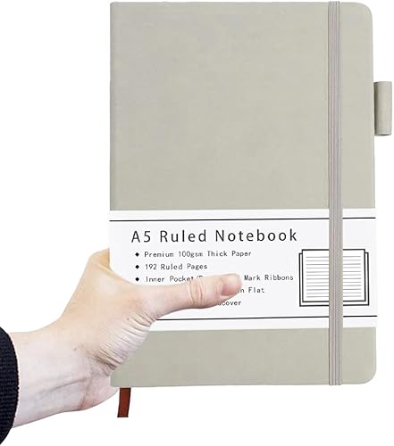 Miniatura 2 de Beinushor Cuaderno A5, diario de tapa dura con papel grueso de 3.53 ozm, bolsillo interior, lazo para bolígrafo, banda elástica, cubierta de piel