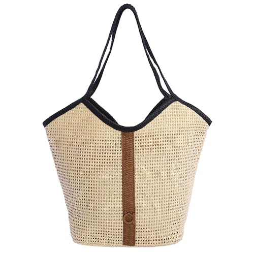 AMICHI - Bolso shopper mujer - Bolso mujer de rafia diseño artesanal para verano, Nimbo