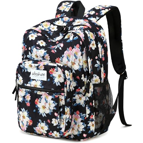 Image of abshoo Classical Basic Floral Womens School Backpack For College Teen Girls Water Resistant Bookbag (Floral Black A)