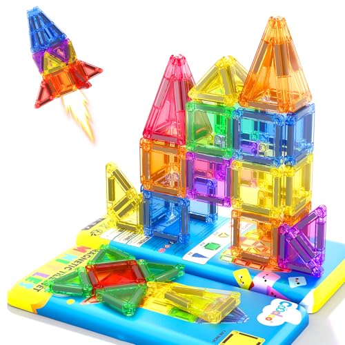 Magnetische Bausteine für Kleinkinder Magnetblöcke STEM-Bauspielzeug für Kinder von 3 bis 8 Jahren Montessori Spielzeug Magnetspiele für Jungen und Mädchen im Alter von 3 4 5 6 7 und 8 Jahren