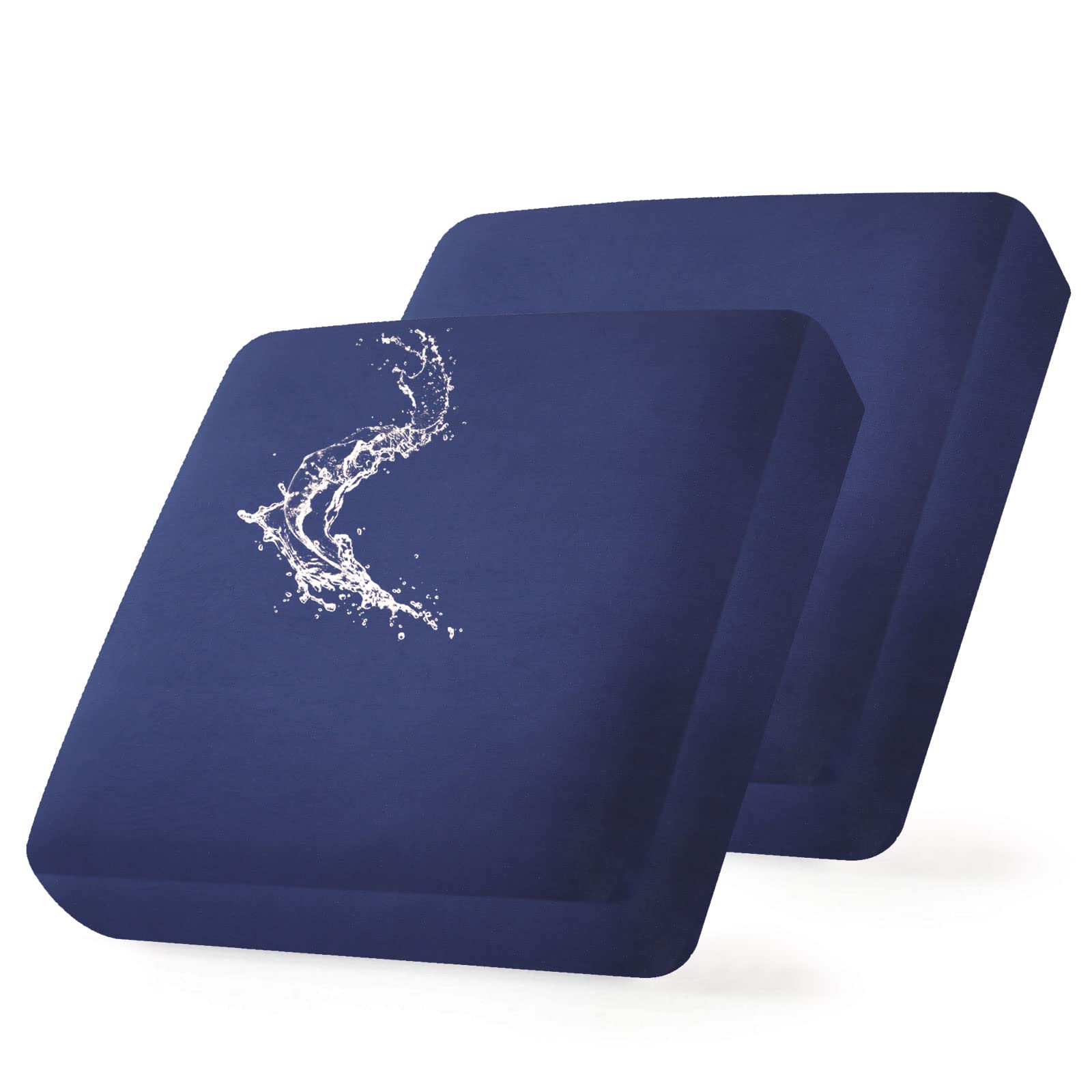 hyha Waterproof Couch Cushion Covers, Replacement Chair/Sofa Cushion Covers, Stretch Sofa Seat Cushion Slipcovers, Soft Flexibility Couch Covers for Pets with Elastic Bottom (2 Packs, Navy)
