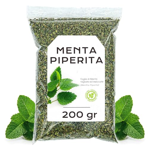 Menta Piperita 200gr - Foglie di Menta Piperita - Tè alla Menta Piperita - Menta Piperita Essiccato - Tisana Menta - Menta Piperita Sfuso (200 gr, Menta Piperita)