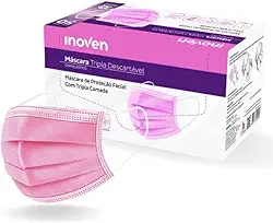 Máscara Descartável Facial Tripla Camada de Proteção Filtro Meltblown - 50 Unidades