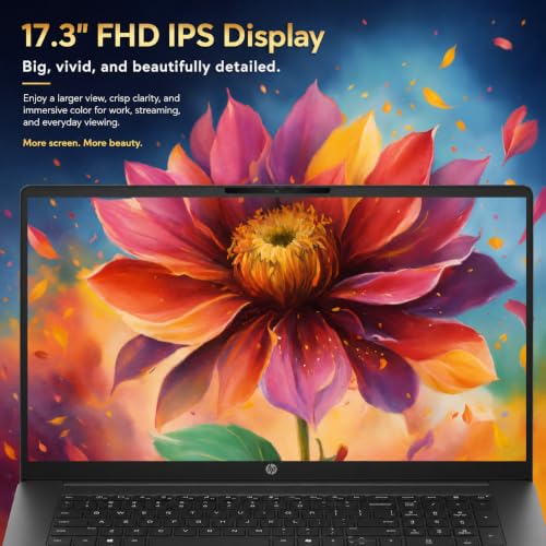 Image of HP OmniBook 3 17.3 inch FHD IPS Large-Screen Business Laptop, Powerful AMD Ryzen Quad-Core Processor, 8GB DDR5 Memory, 512GB SSD, Radeon 610M Graphics, Backlit Keyboard, FHD Webcam, Windows 11 Home