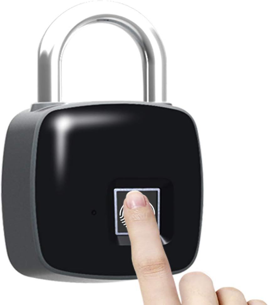 Fingerprint Padlock Smart Biometric Lock Quick Access Ketless Metal Waterproof Portable Security Lock Anti-Theft Padlock Suitable for Suitcase,Gym Locker,Cupboard,Drawer,Door Cabinet, Backpack, Cargo