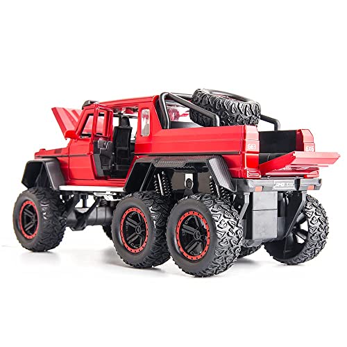Image of ARNIYAVALA Diecast Toy Car1 /24 Benz G63 AMG 6x6 V12 Off-Road Pickup Scale Model,Pull Back Vehicles Alloy Simulation Supercar with Lights and Sound Also for Car Dashboard,Kids,Adult-RED