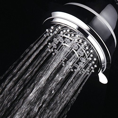 AquaCare By HotelSpa Filtered Shower Head Large 4 Inch Chrome Face 6 Setting Showerhead with 3 Stage Shower Filter Cartridge Inside. Enjoy Spa Luxury PLUS Better Shower Water!