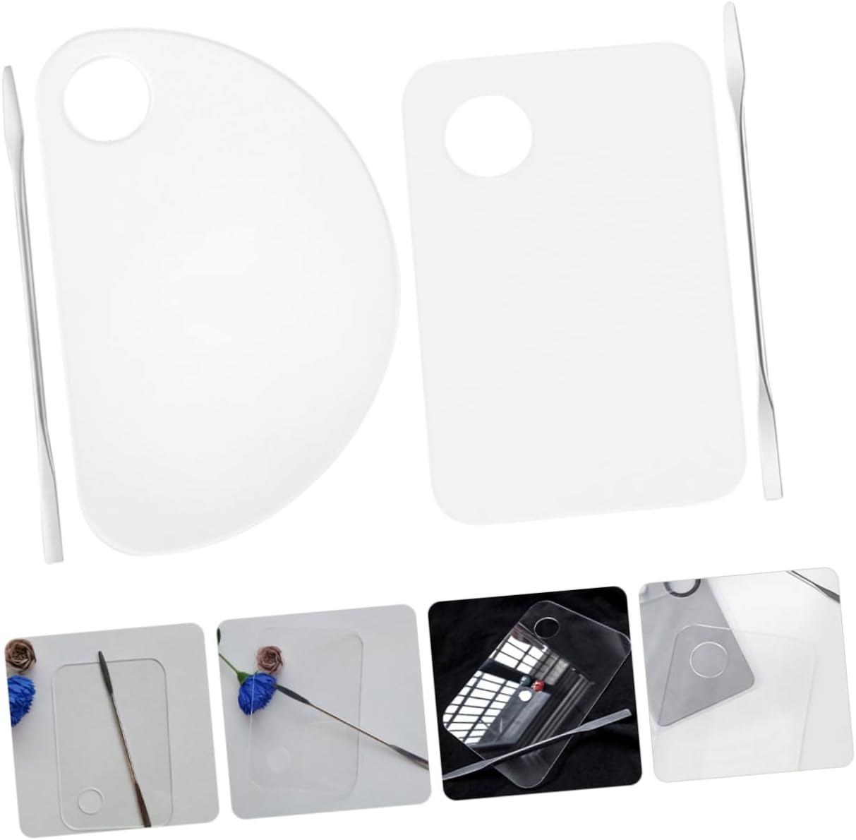 2sets Makeup Mixing Palette of Cosmetic Mixing Tools for Nail Art and Foundation Application Reusable Easy to Clean
