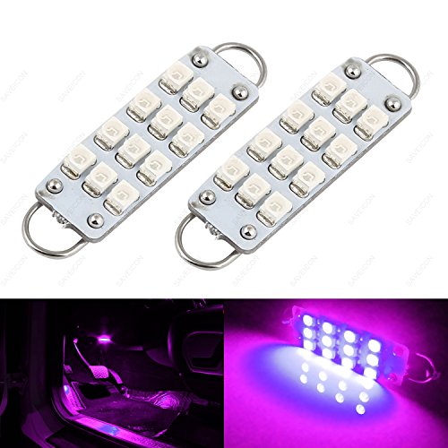 SAWE - 44mm 12-SMD 3528 Festoon LED Bulbs For Car Side Door Courtesy Rigid Loop 1.73