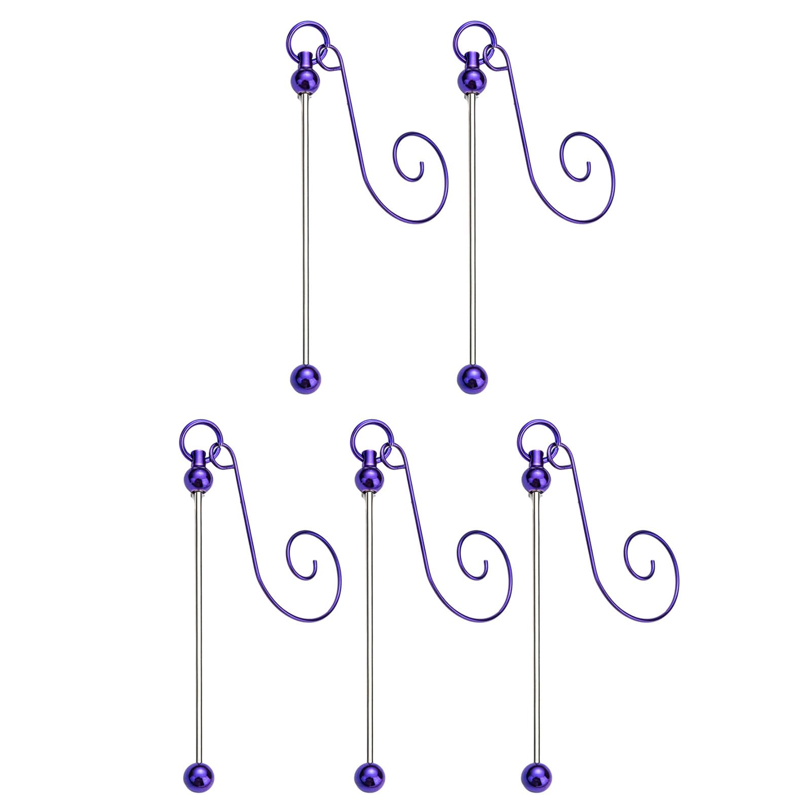 Fazvncv Of 5 Beadable Metal Christmas Hangers for Crafting and Tree Decoration Colorful Hanging Hook Craft Accessories Metal Ornament Hanger