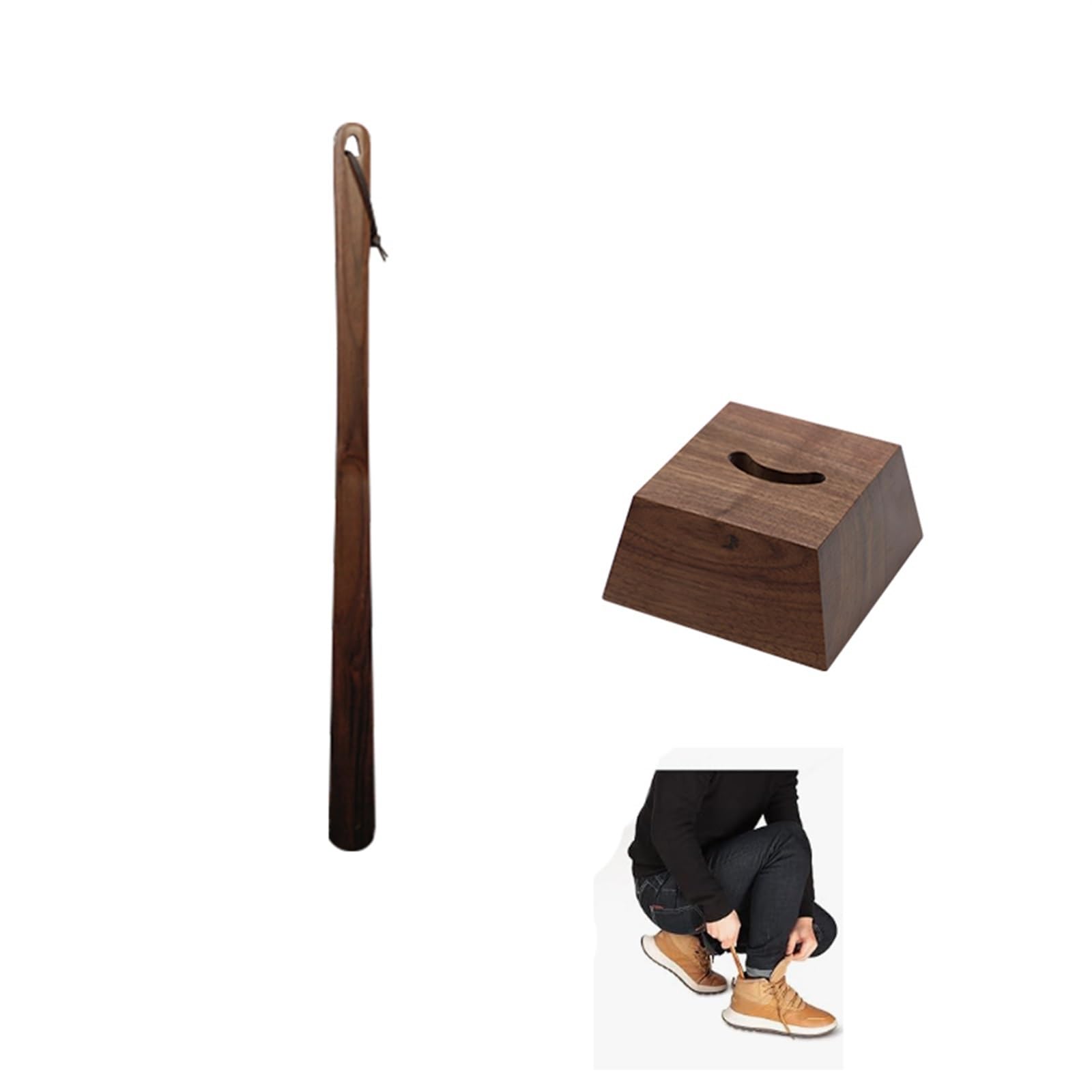 WEKONUMEX Shoe Horns, Lazy Shoe Helper Spoons with Base,Wooden,for Seniors,Pregnancy,Men,Women(75cm)