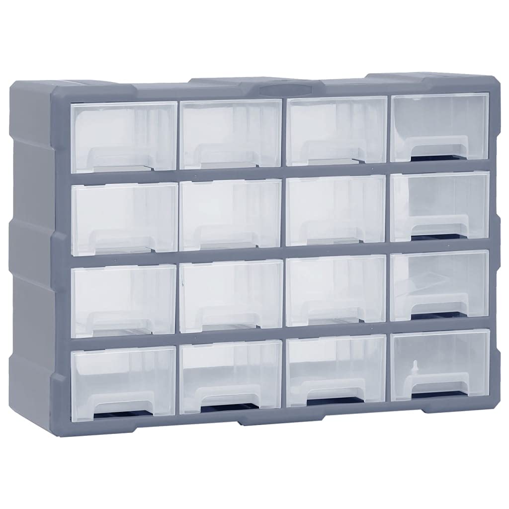 vidaXL Multi-Drawer Organiser - 16 Drawers - Polypropylene Plastic - Grey - Impact Resistant Organisation Tool for Fasteners and Craft Supplies