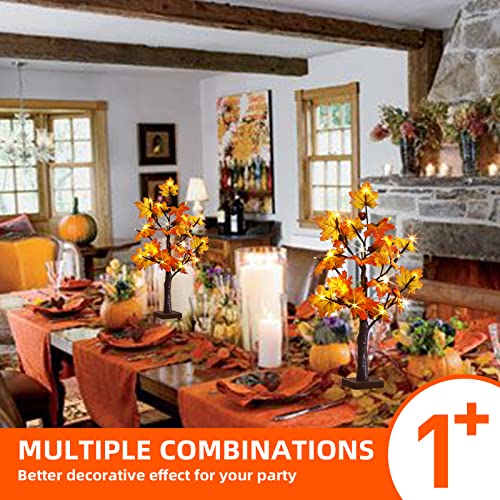 Eambrite Fall Tree 24 Inch Maple Tree With 24 Led Timer Battery Operated Autumn Tabletop Tree For Fall Thanksgiving Harvest Wedding Home Halloween Decorations #TOP3