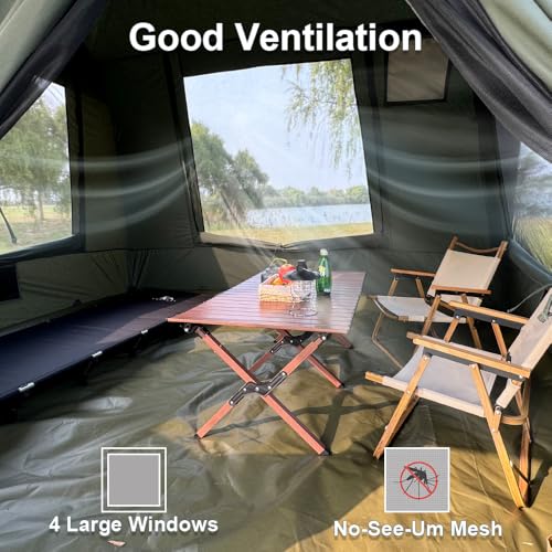 TOMOUNT Canvas Tent Glamping Tent with Stove Jack 4 Person Tent for Family Camping