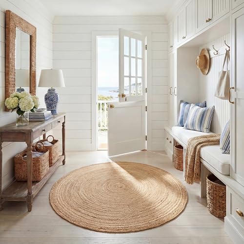 SAFAVIEH Area Rug 5' Round - Cape Cod Collection- Natural