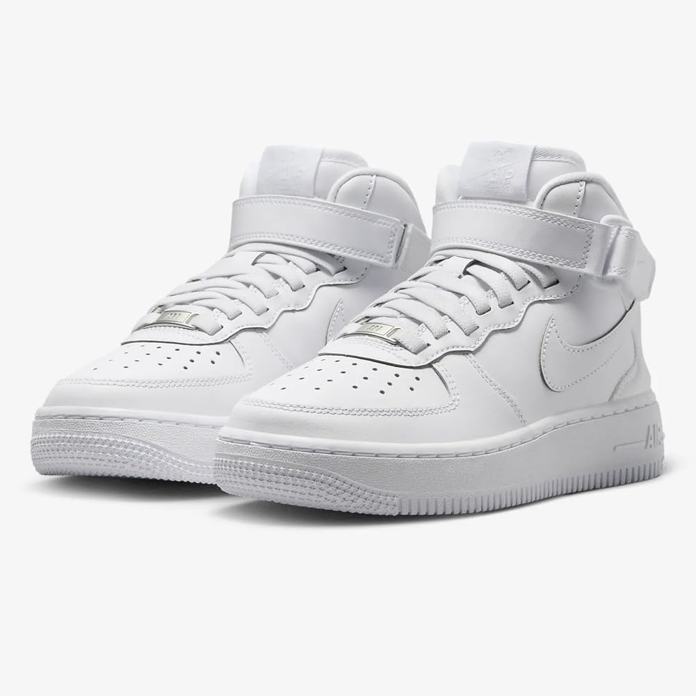 Nike Air Force 1 Mid EasyOn Big Kids' Shoes (FN1193-111, White/White-White) Size 6.5