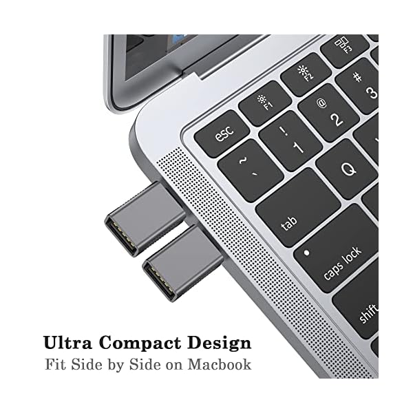 AuviPal 10Gbps USB C to USB Adapter (3 Pack), USB Type C Male to USB A Female, Thunderbolt 4/3 to USB Converter for MacBook Pro/Air, iPad, iMac and More Type C Devices - Space Gray - Image 3