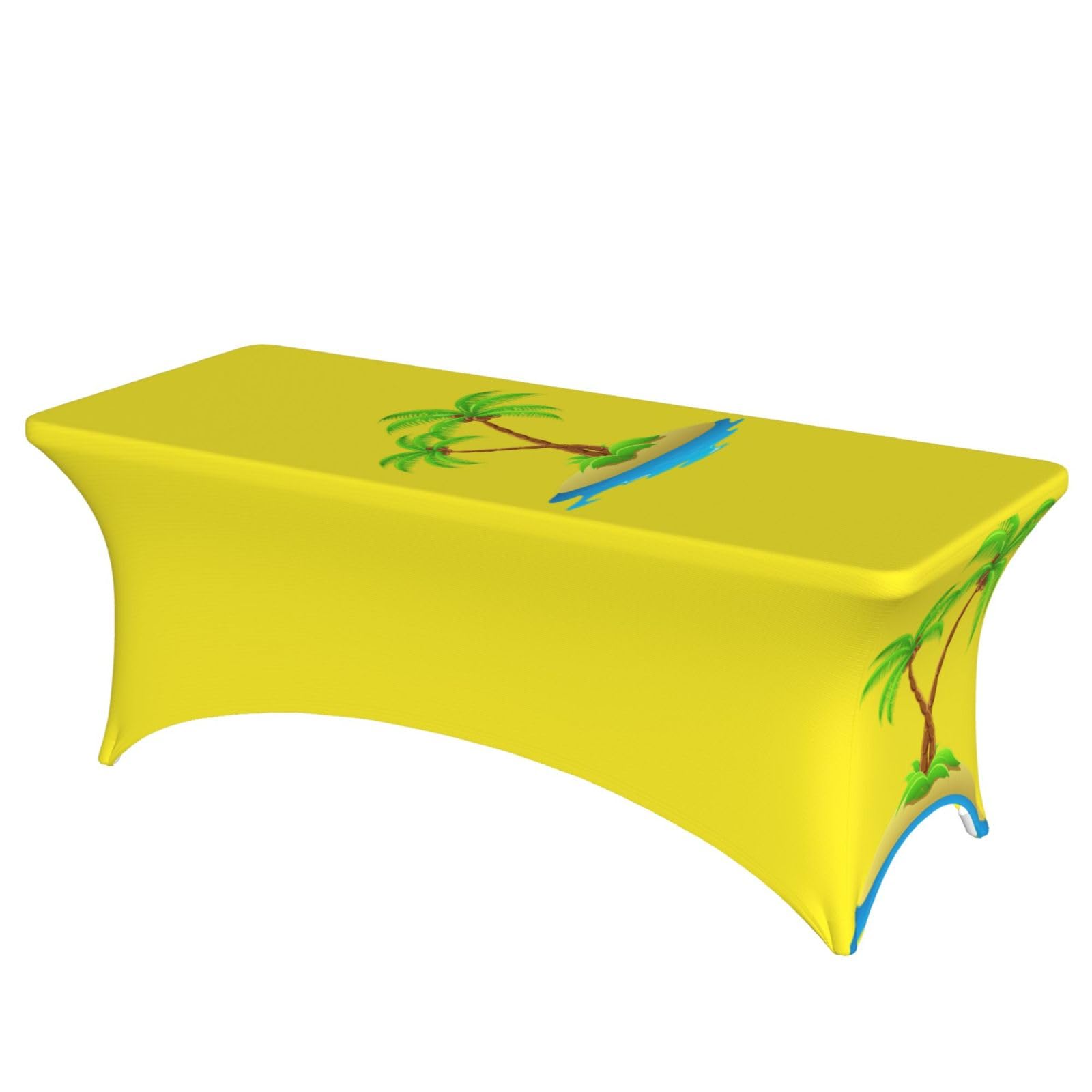 NImongt 3d Palm Tree Print Elastic Rectangular Tablecloth Holidays Family Banquet Wedding Party Table Cover