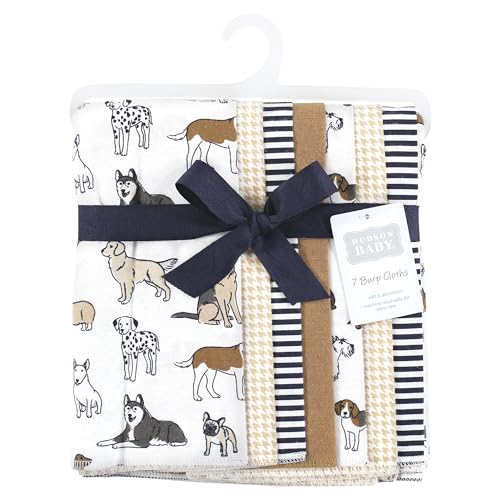 Image of Hudson Baby Unisex Baby Flannel Burp Cloth 7pk, Handsome Dogs, One Size
