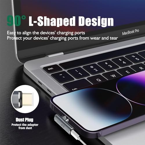 Image of Tobo 90 Degree Magnetic USB C Adapter 24 Pins with PD 100W Fast Charge USB 4 40Gbps 8K 60Hz for Thunderbolt 3 /4, MacBook Pro /Air /ROG Ally /Steam Deck /PS5 PSVR 2(TD-1103TC, Pack-of-2)