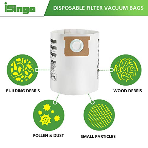 Image of 15 Pack 5-8 Gallon Replacement Filter Bags for Shop Vac Vacuum Type E-9066100, 90661, 9066133, Type H for S90671 9067100 9067133; VF2004, VHBS High- Efficiency Disposable Vaccum Filter Bags
