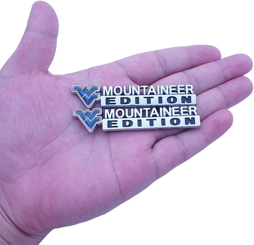2pc West Virginia Mountaineer Edition Emblem 3D Mountaineers Badges Decal Sticker Nameplate for Universal Vehicle, Car, Truck, SUV Motorcycle Accessories Decoration (Chrome Black)
