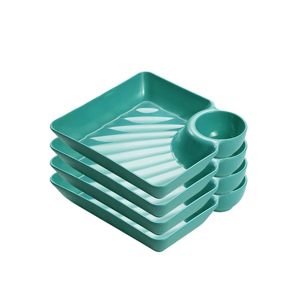 Danie z sosem 4 szt. talerzy do pierogów, sosu, smażonego kurczaka(Green)