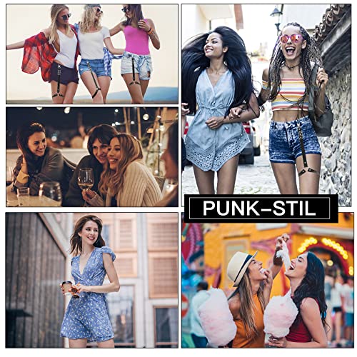 BIAOQINBO Punk PU lederen kousenband voor dames, dijbeen, ring, harnas suspenser, gothic rok, beenring, tailleriem, verstelbare met metalen clip - Image 8