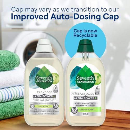 Image of Seventh Generation Laundry Detergent Ultra Concentrated Clean Scent oz 2 Pack 132 Loads, Clear, Power Plus, 23.1 Ounce