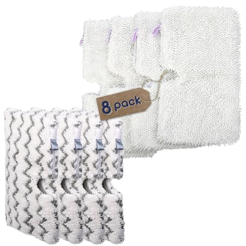 Image of F Flammi 8-Pack Replacement Pads for Shark Steam Pocket Mop S3501 S3601 S3550 S3901 SE450 S3801, Dual-Action Microfiber & Scrubbing Refills for Hardwood Tile Floor Deep Cleaning, Washable & Reusable