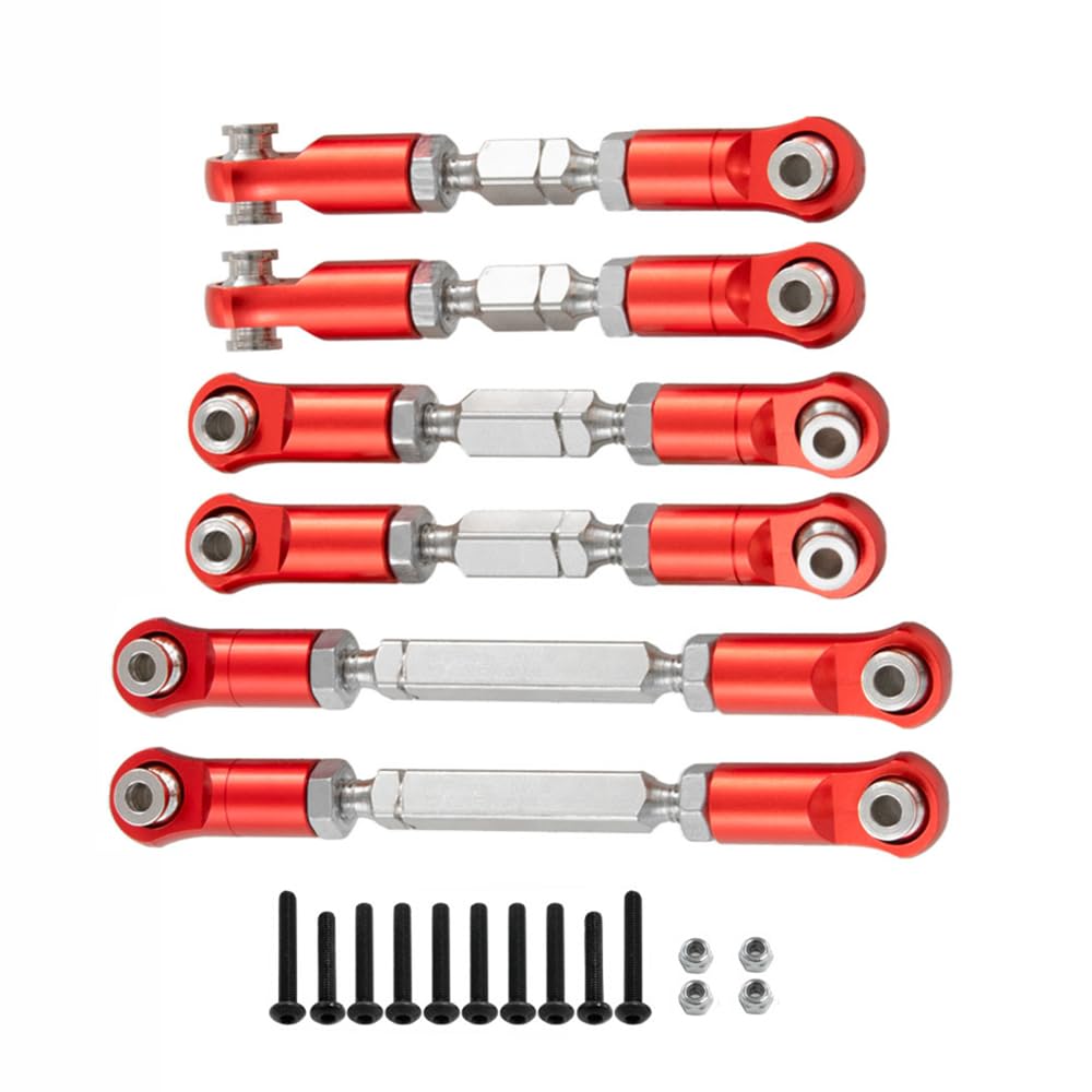 Aluminum Adjustable Turnbuckles Linkage Set & Tie Rods for Arrma 1/8 Mojave 4S 4X4 BLX RC Car Upgrades Parts(Red)