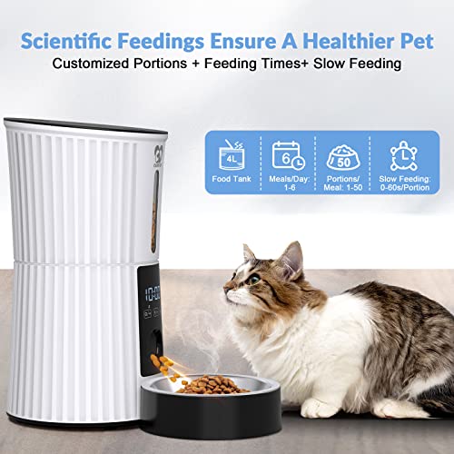 Casfuy Automatic Cat Feeders - 4L Auto Timed Pet Feeder Dry Food Dispenser for Dogs & Cats with Voice Recorder Portions… - Image 3
