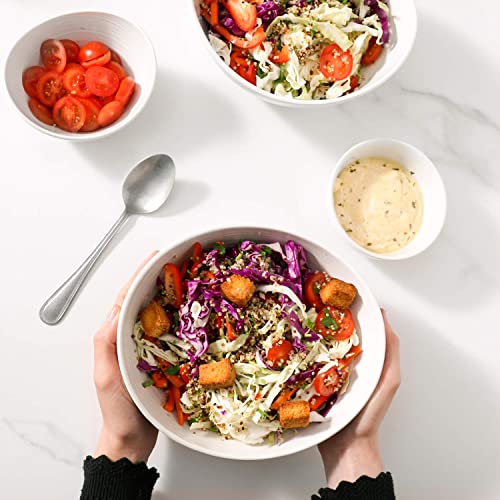 Le Tauci Salad Bowls 44 Ounce, Ceramic Kitchen Serving Bowl Sets For Pasta, Cereal, Popcorn, Snack, Oven Dishwasher & Microwave Safe - 8.5 Inch, Set Of 4, White #TOP4