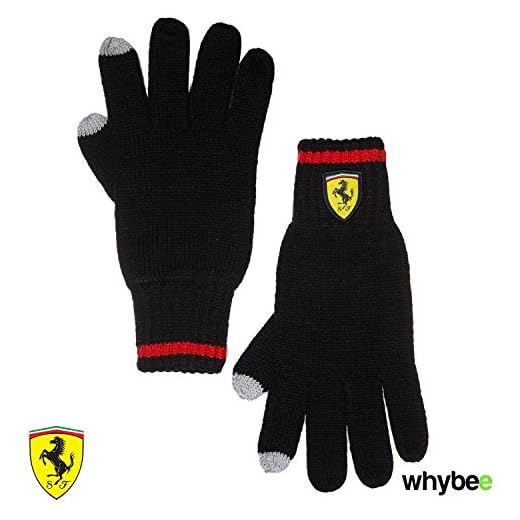 Nuevo. 2017 Ferrari F1 Equipo de Punto Guantes de Invierno (Negro) Touch Protector de Dedo