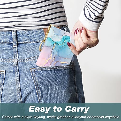 Image of Nipichsha Credit Card Holder, Small RFID Card Wallet for Women, Slim Leather Card Holder Wallet, Colorful Ink Marble, 4.33 x 3.15 x 0.98 inches, Fashions
