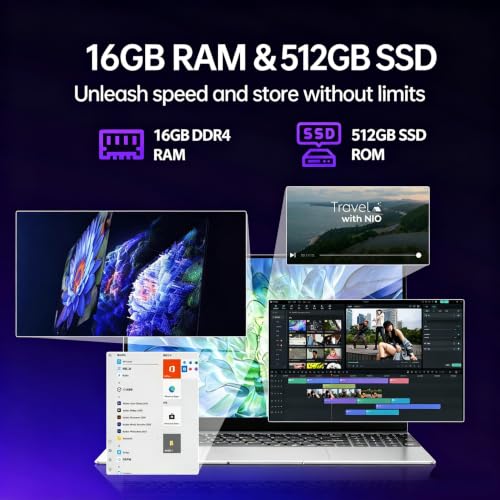 Image of 2026 15.6'' Laptop16GB RAM 512GB SSD, Intel Quad-Core Processor(2.9 GHz), Windows 11 Pro, 1080p Full HD Display, Backlit Keyboard, Fingerprint, Webcam, USB3.2, Mini-HDMI, WiFi5, for Home, Work